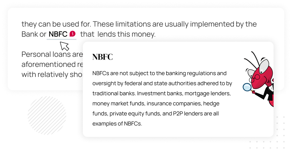 a feature explaining difficult terms on finance and stock market